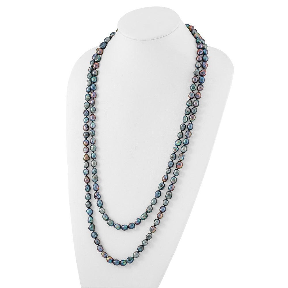9-10mm Baroque Black Freshwater Cultured Pearl Endless 64 inch Necklace