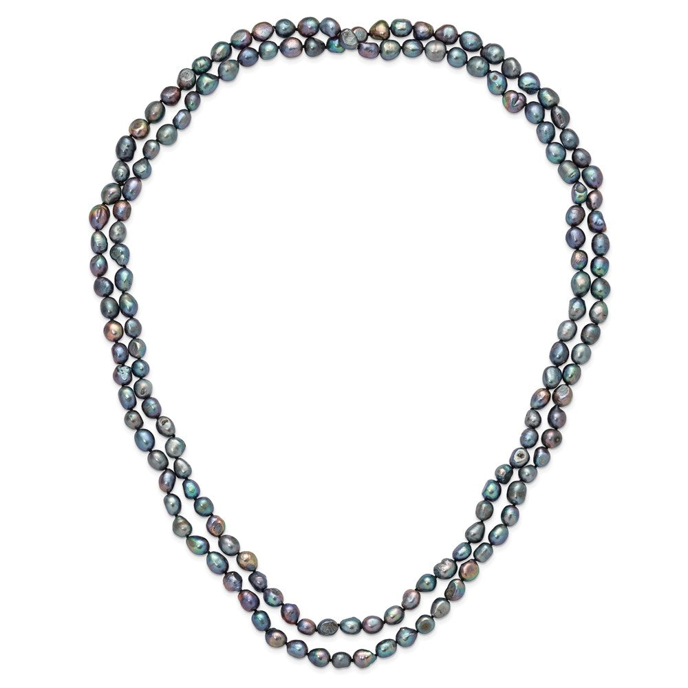 9-10mm Baroque Black Freshwater Cultured Pearl Endless 64 inch Necklace