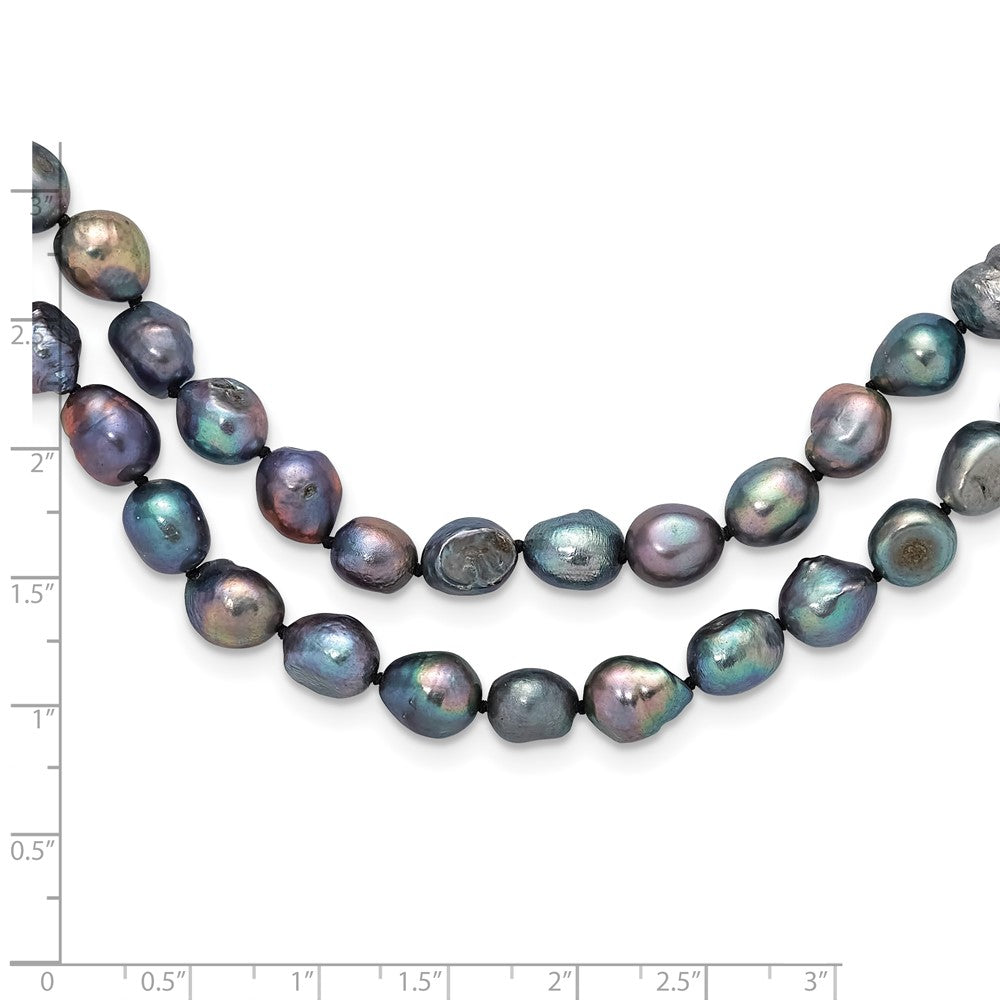 9-10mm Baroque Black Freshwater Cultured Pearl Endless 64 inch Necklace