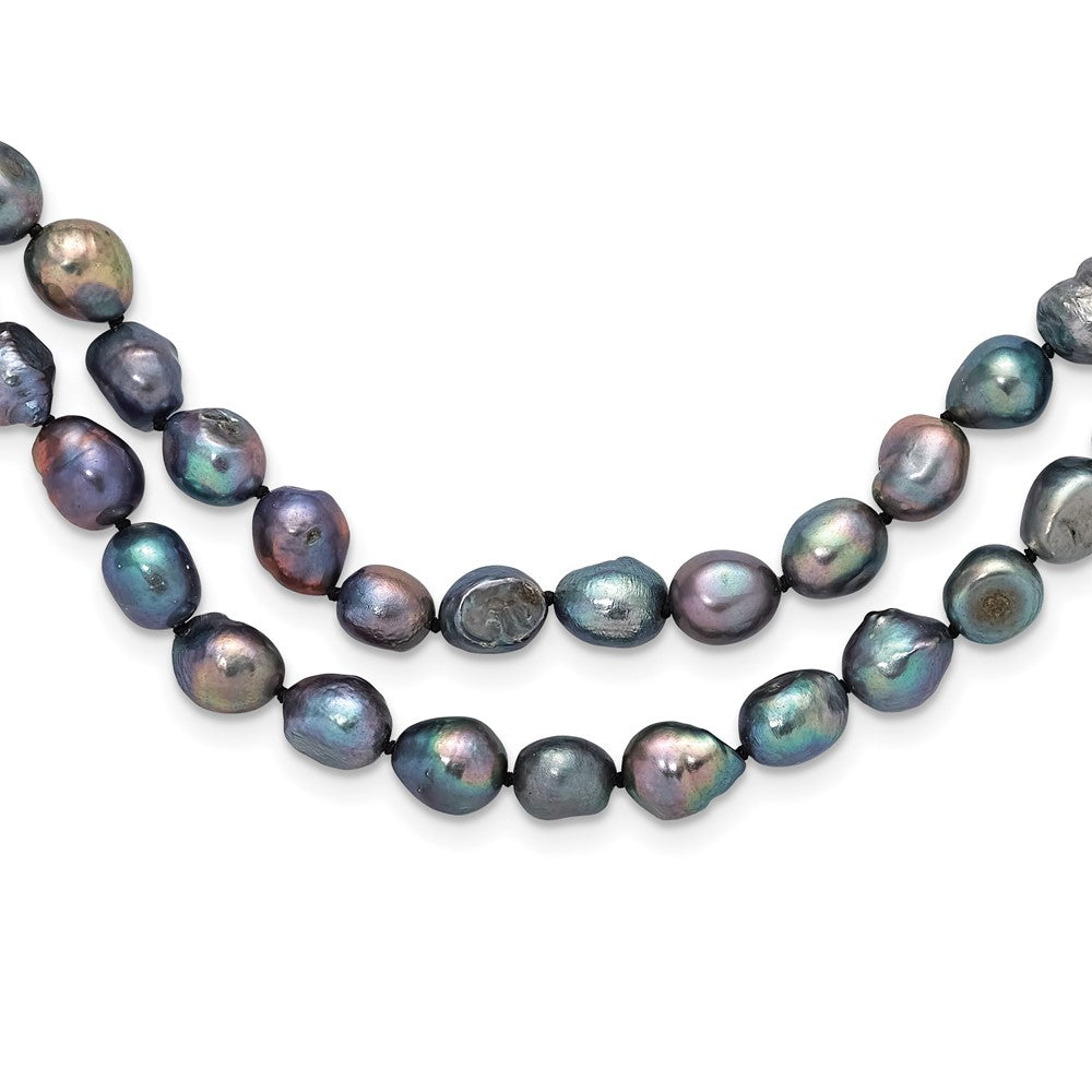 9-10mm Baroque Black Freshwater Cultured Pearl Endless 64 inch Necklace