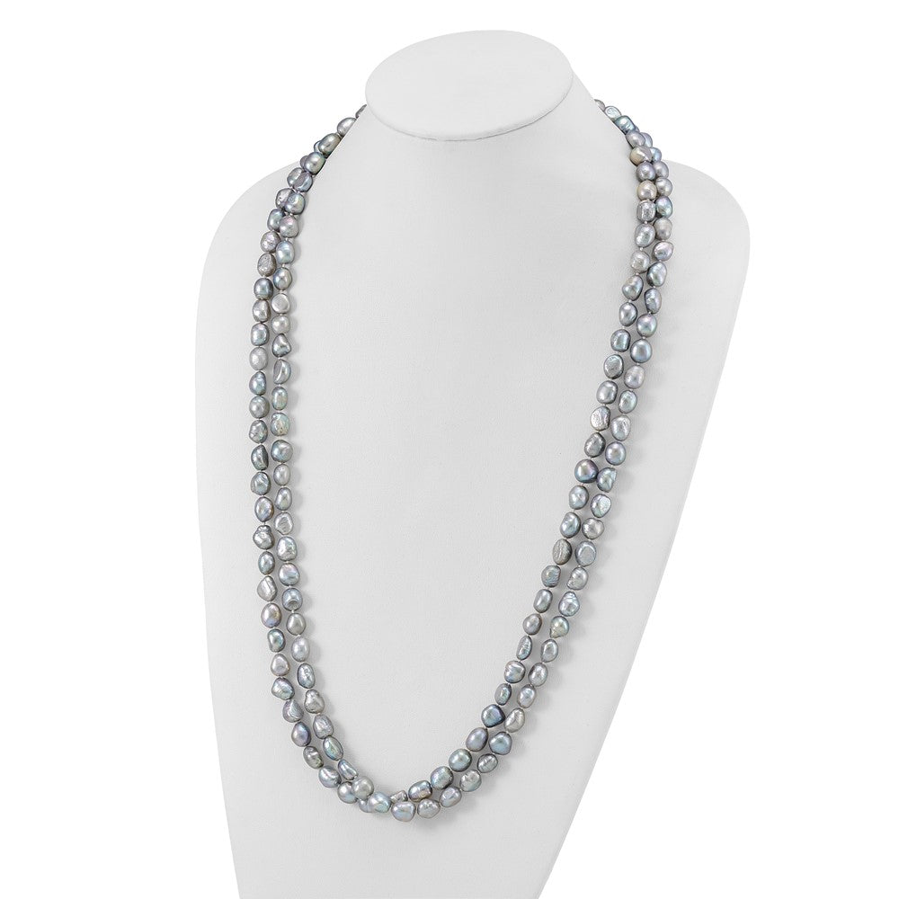 9-11mm Grey Baroque Freshwater Cutured Pearl Endless 64 Inch Necklace