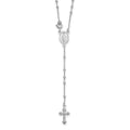 Sterling Silver 18\ Rhodium Plated Polished Beaded Rosary"