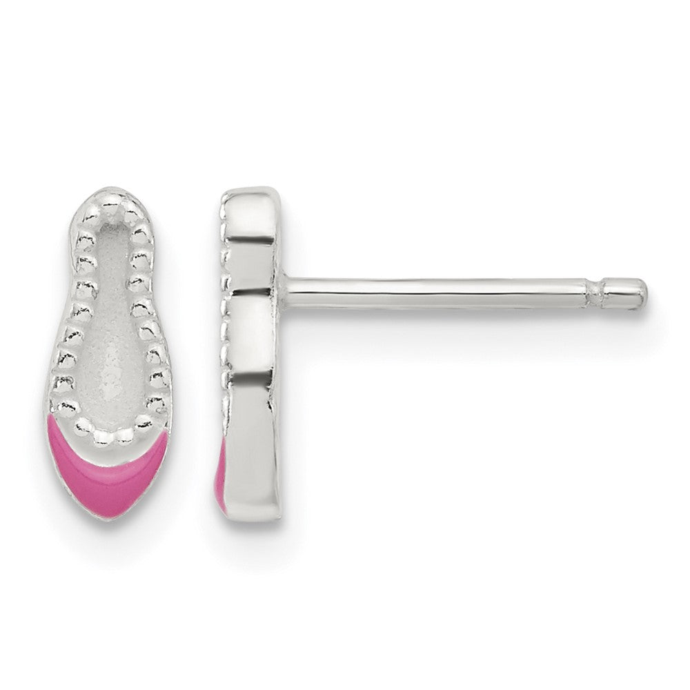 Sterling Silver Polished Enameled Ballerina 14in Necklace & Earring Set