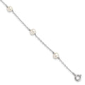 Sterling Silver RH-plated 4-5mm White Semi Rnd FWC Pearl 5 Station Bracelet