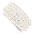 6-7mm Button FWC Pearl and Glass Beaded 3-row Stretch Bracelet
