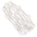 7-8mm White Baroque FWC Pearl and Glass Beaded Wrap Bracelet
