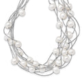 Sterling Silver RH 7-8mm White FWC Pearl Multi-strand Necklace