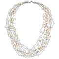 Sterling Silver RH 6-8mm White FWC Pearl Multi-strand Necklace