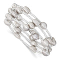 8-9mm Grey Baroque FWC Pearl and Glass Beaded Wrap Bracelet