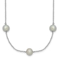 Sterling Silver RH 7-8mm Grey FWC Pearl 9 Station Necklace