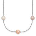 Sterling Silver RH 7-8mm Multi-color FWC Pearl 9 Station Necklace
