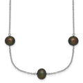 Sterling Silver RH 7-8mm Black FWC Pearl 9 Station Necklace