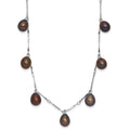 Sterling Silver RH 7-8mm Black Teardrop FWC Pearl Dangle Necklace