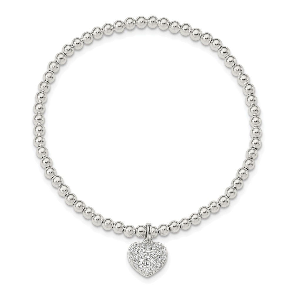 Sterling Silver CZ Heart Stretch Bracelet
