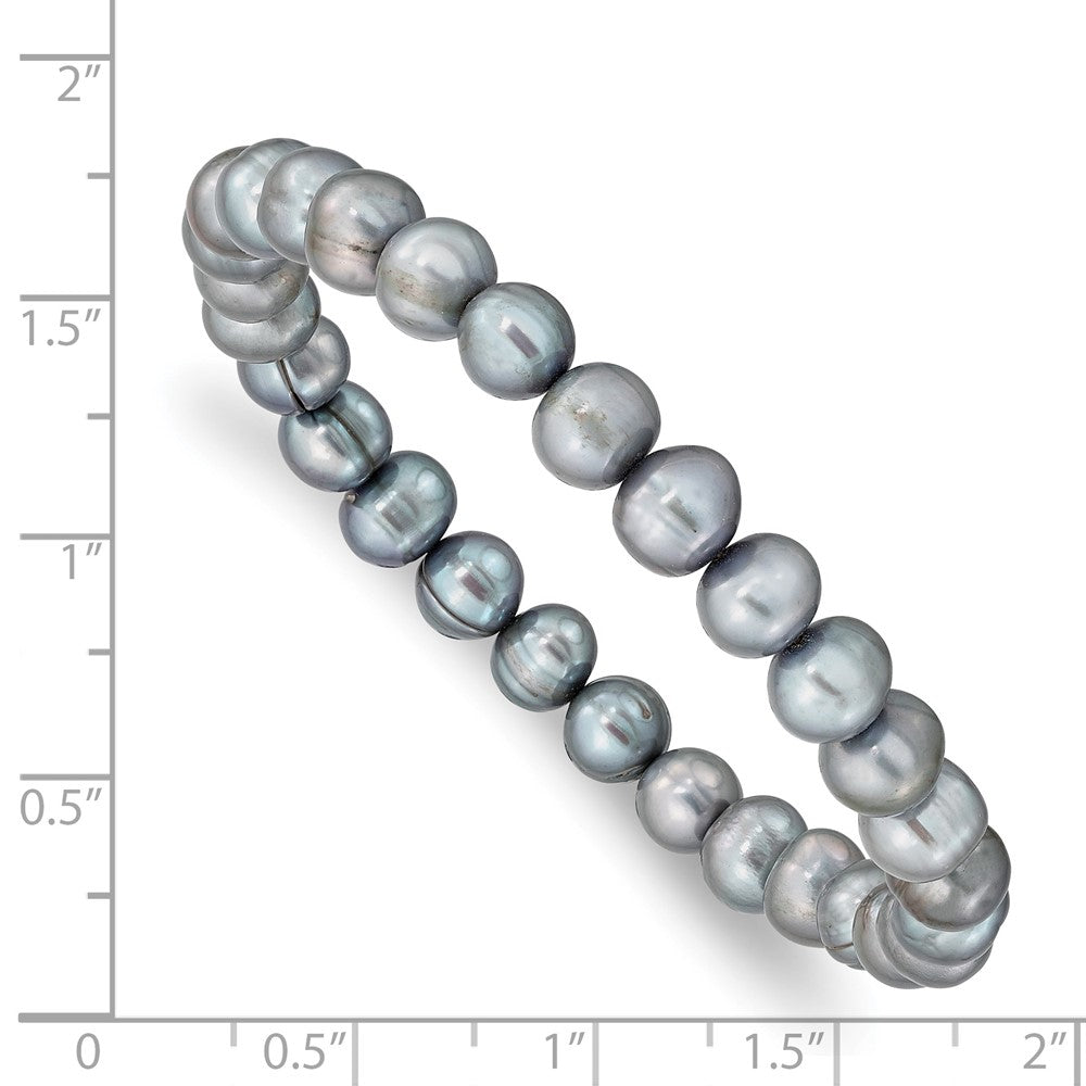 6-7mm Grey Semi-round Freshwater Cultured Pearl Stretch Bracelet
