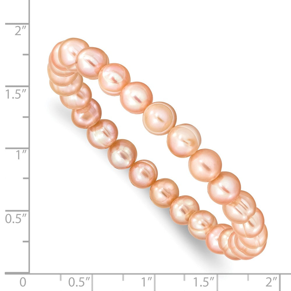 6-7mm Pink Semi-round Freshwater Cultured Pearl Stretch Bracelet