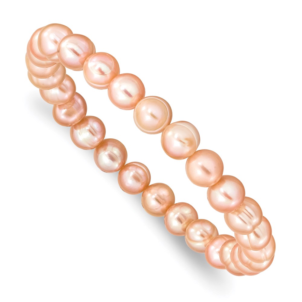 6-7mm Pink Semi-round Freshwater Cultured Pearl Stretch Bracelet