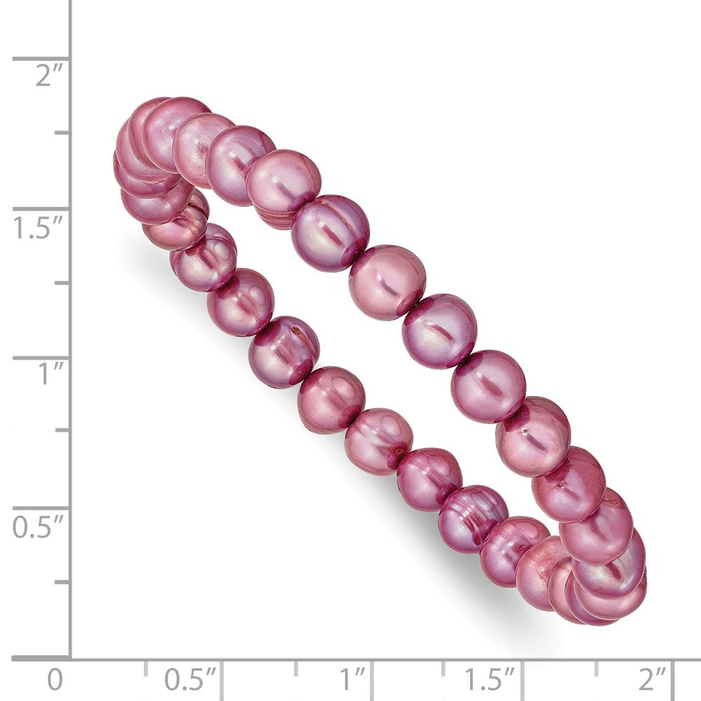 6-7mm Rose Semi-round Freshwater Cultured Pearl Stretch Bracelet