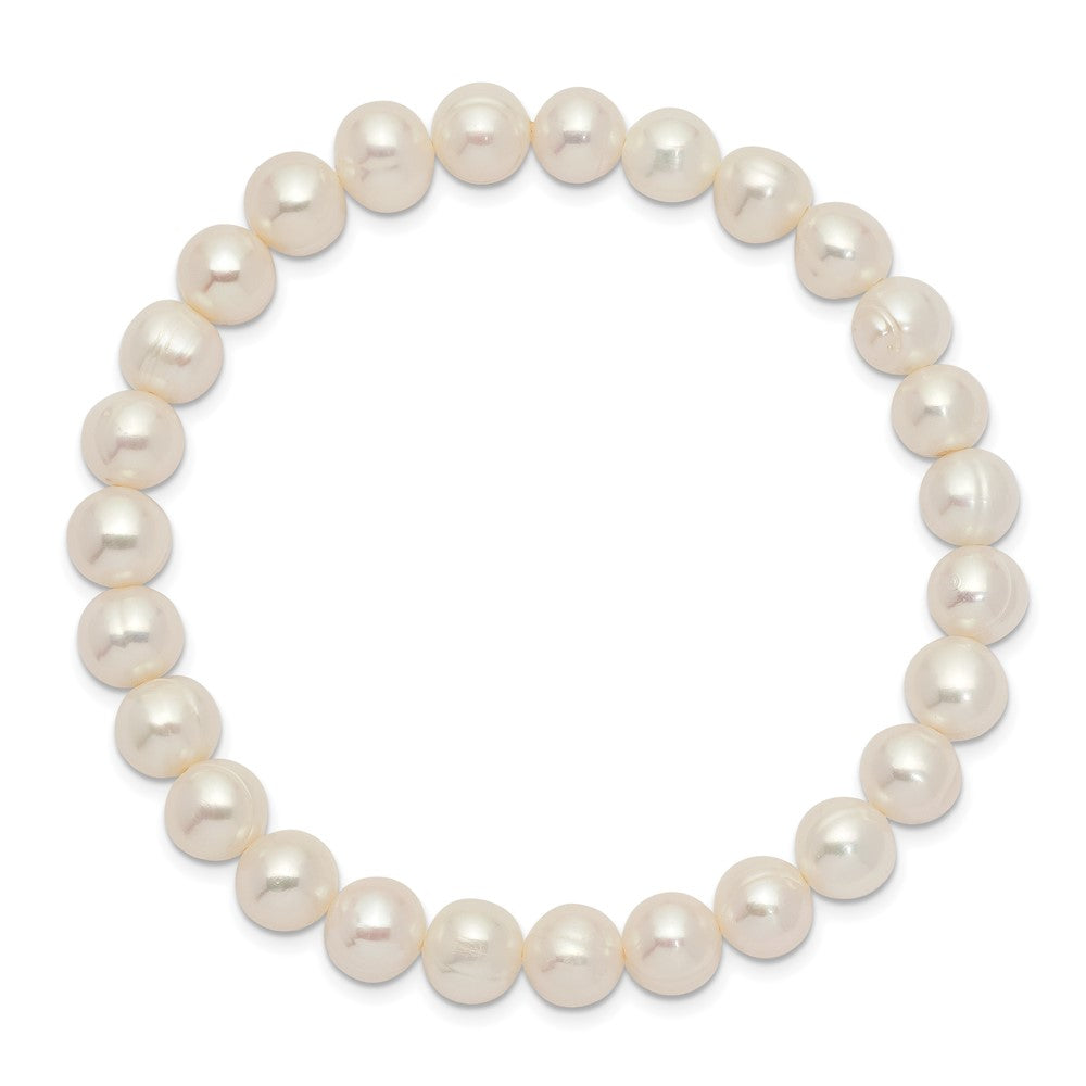 6-7mm White Semi-round Freshwater Cultured Pearl Stretch Bracelet