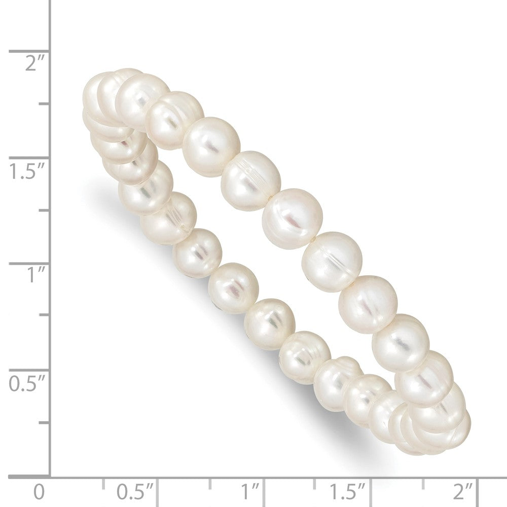 6-7mm White Semi-round Freshwater Cultured Pearl Stretch Bracelet