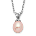 Sterling Silver Madi K RH-plated Pink Rice 6-7mm FWC Pearl Necklace
