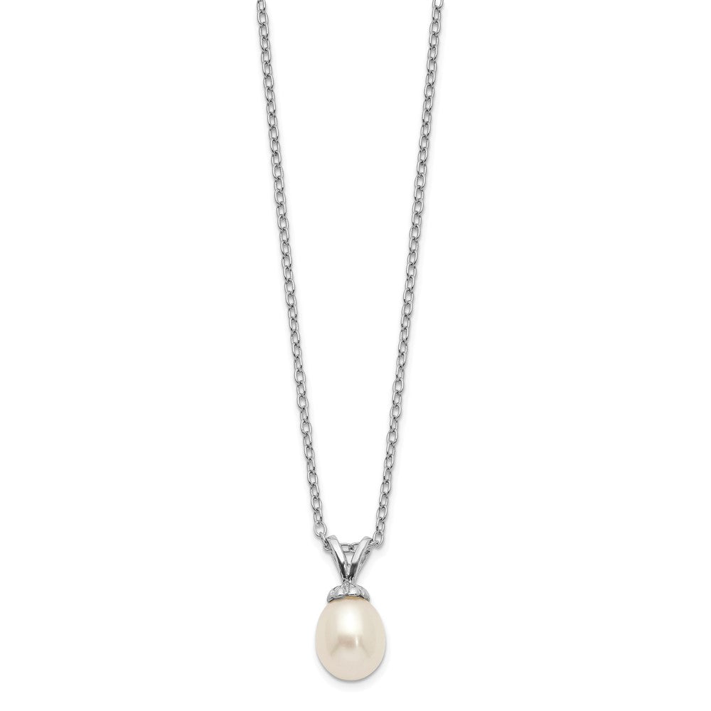Sterling Silver Madi K RH-plated White Rice 6-7mm FWC Pearl Necklace