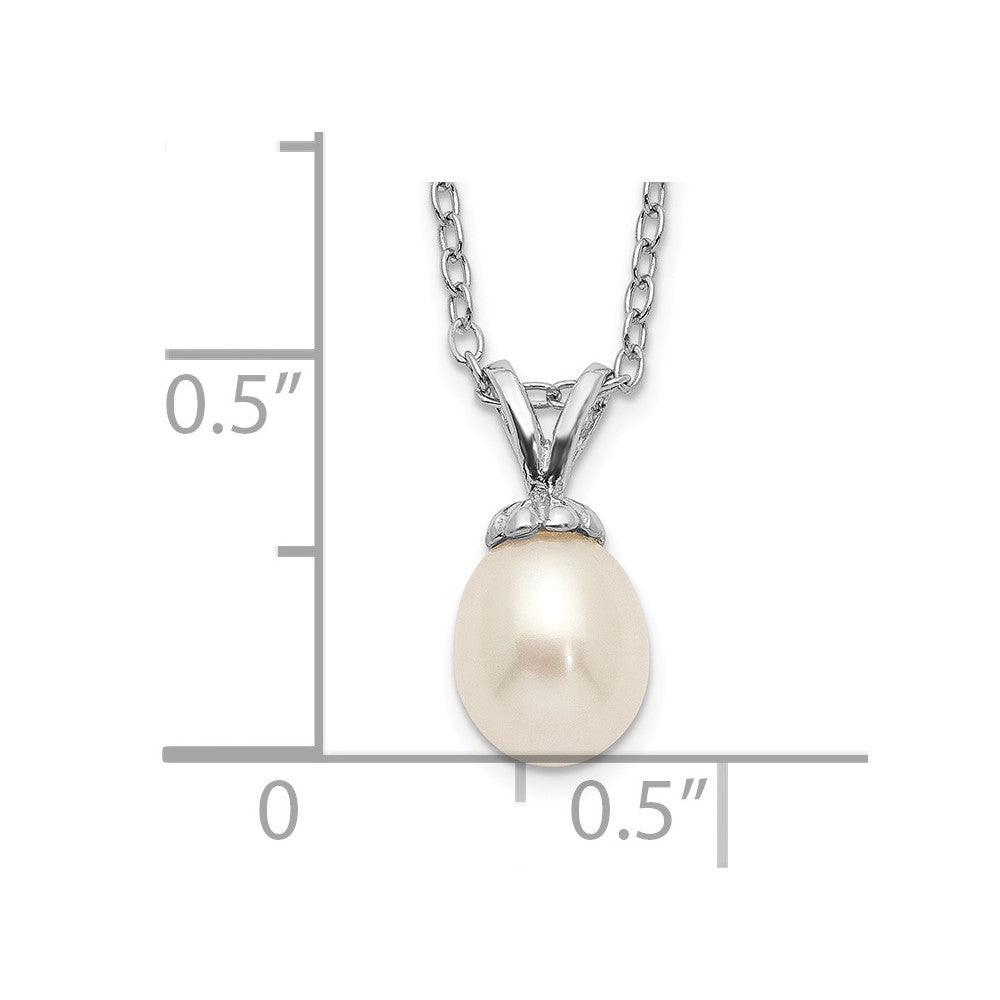 Sterling Silver Madi K RH-plated White Rice 6-7mm FWC Pearl Necklace