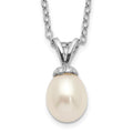 Sterling Silver Madi K RH-plated White Rice 6-7mm FWC Pearl Necklace
