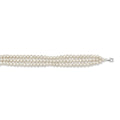 Sterling Silver Rhd-plt 5-6mm 3 rows FWC Pearl w/1.5in Choker