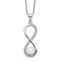 Sterling Silver Rhodium-plated 5-6mm Round FWC Pearl CZ Infinity Necklace