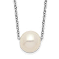 Sterling Silver Rhodium-plated 9-10mm White Near Round FWC Pearl Necklace