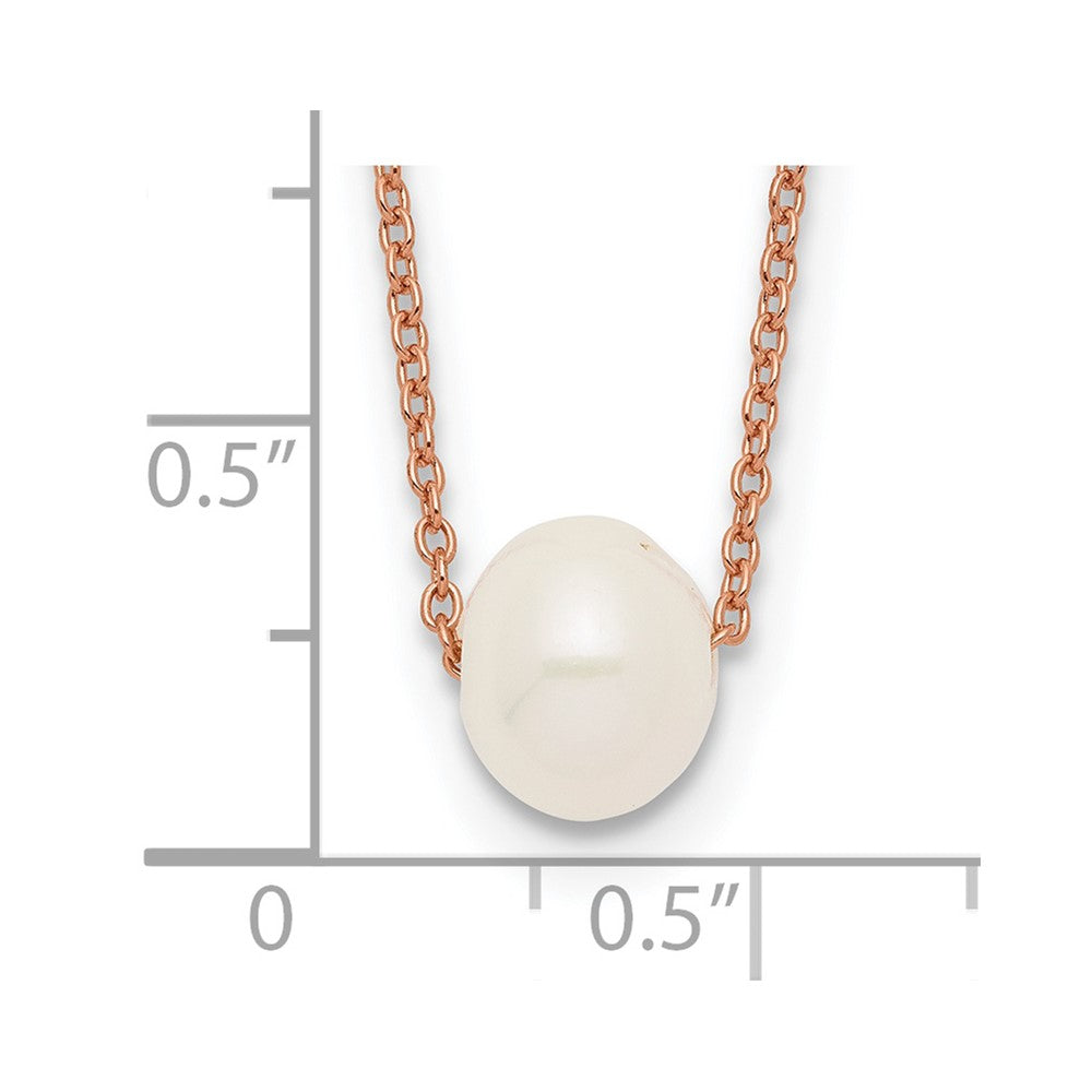 Sterling Silver Rose-plated 18k Flash-pl 8-9mm White FWC Pearl Necklace