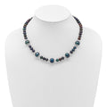 Sterling Silver Rh-plated 6-9mm Black FWC Pearl 5-station Necklace