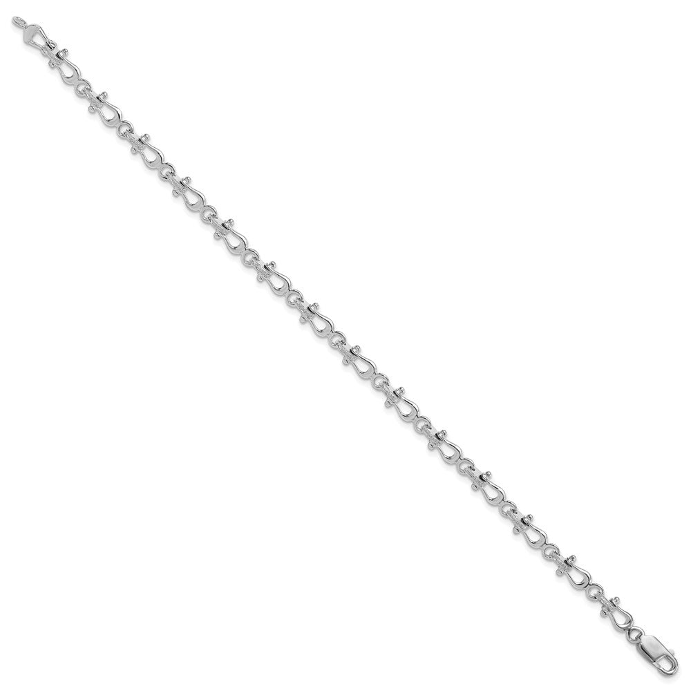 Sterling Silver Rhodium-plated Polished Mariners Shackle Link Bracelet