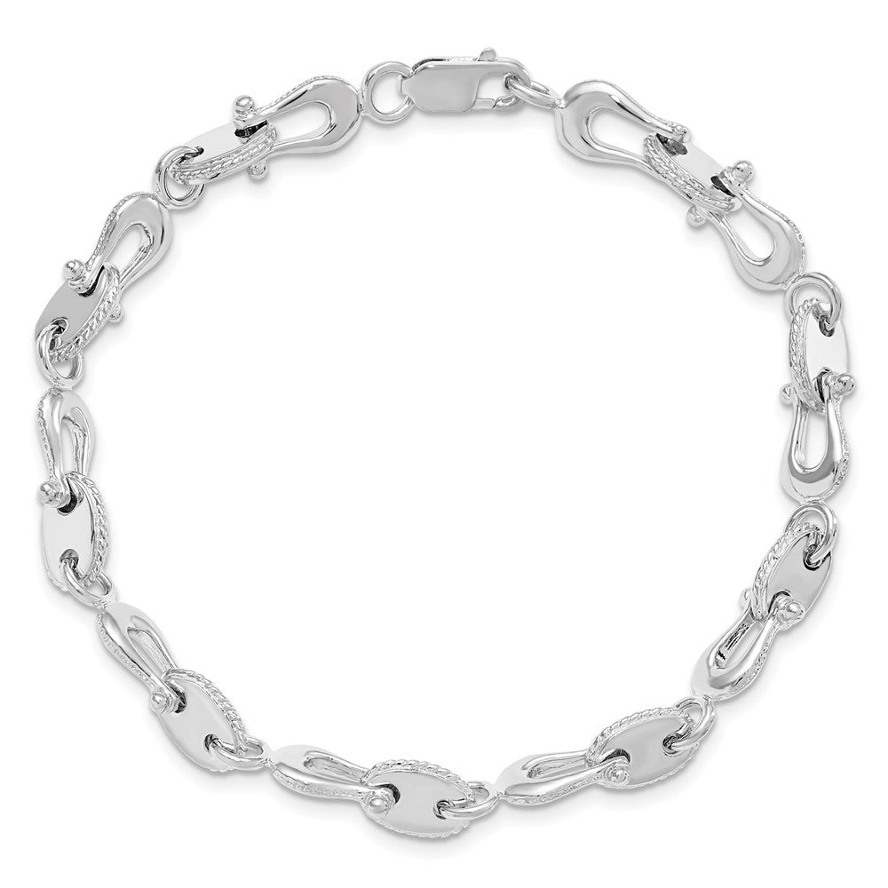 Sterling Silver Rhodium-plated Polished Mariners Link Bracelet