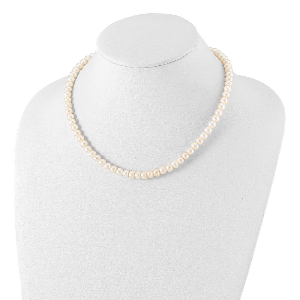 Sterling Silver Rhodium-plated 7-8mm White FWC Pearl Necklace