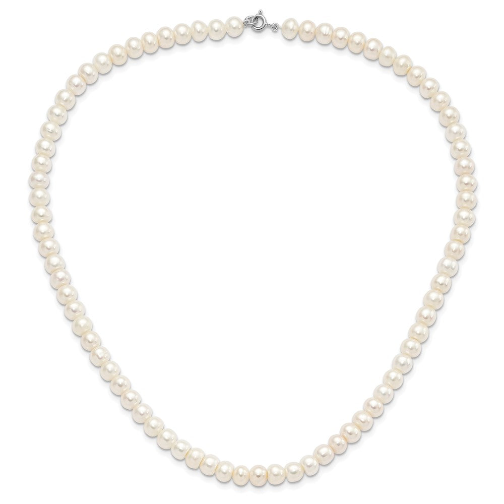 Sterling Silver Rhodium-plated 7-8mm White FWC Pearl Necklace