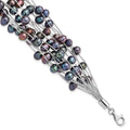 Sterling Silver Rh-pl 5-6mm Black Off-round FWC Pearl Multi-strand Bracelet