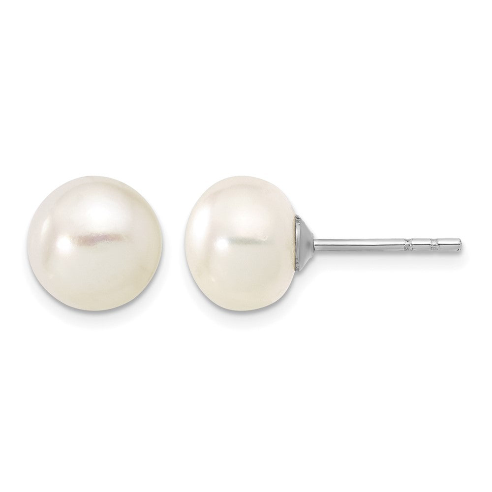 Sterling Silver Rh-p 7-8mm White FWC Pearl Earring Bracelet Necklace Set