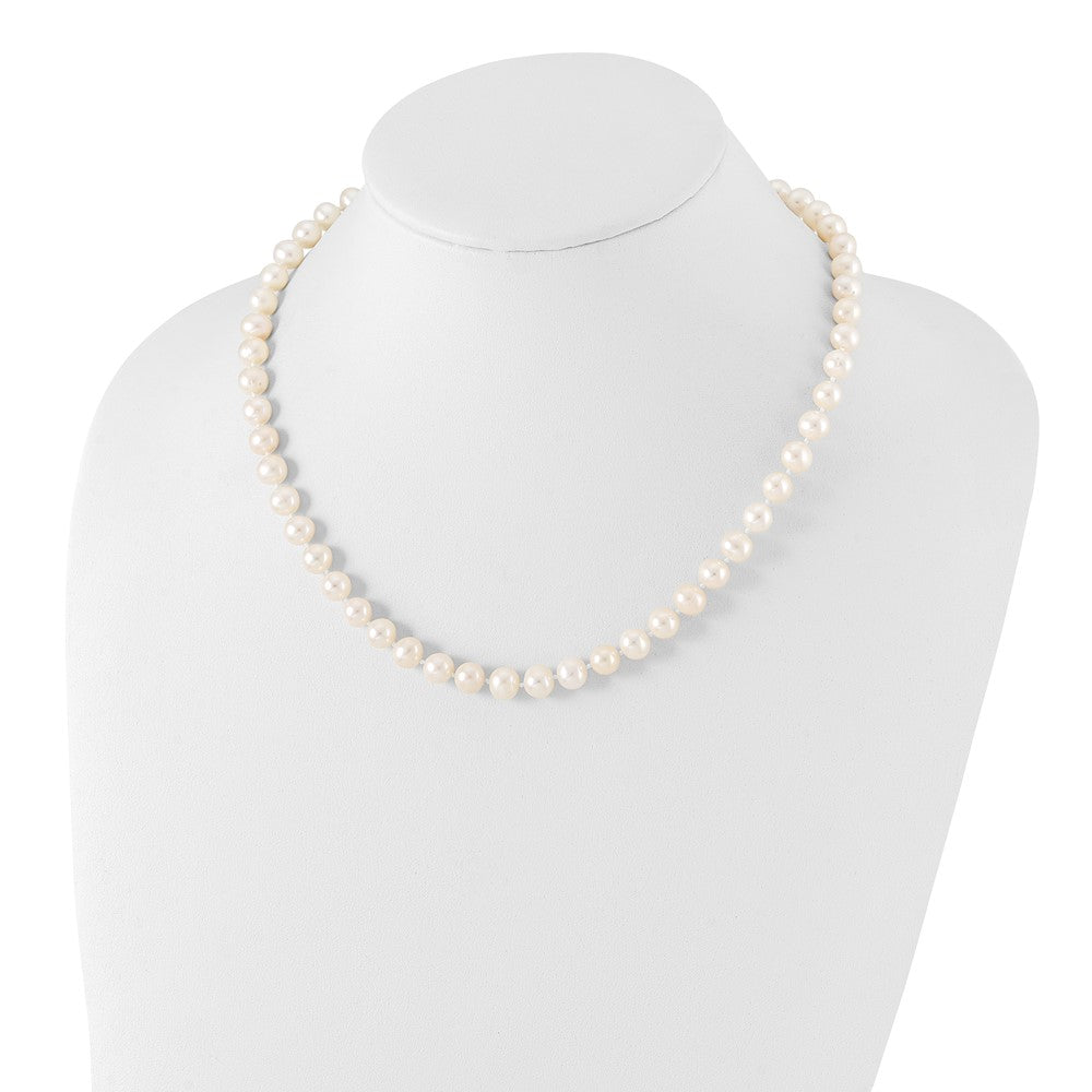 Sterling Silver Rh-p 7-8mm White FWC Pearl Earring Bracelet Necklace Set