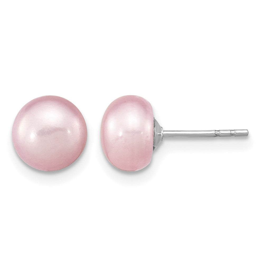 Sterling Silver Rh-p 7-8mm Pink FWC Pearl Earring Bracelet Necklace Set