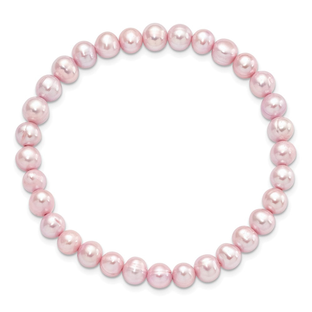 6-7mm Pink Semi-round Freshwater Cultured Pearl Stretch Bracelet