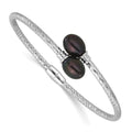 Sterling Silver Rh-plated 8-9mm Rice Black FWC Pearl Hinged Bangle