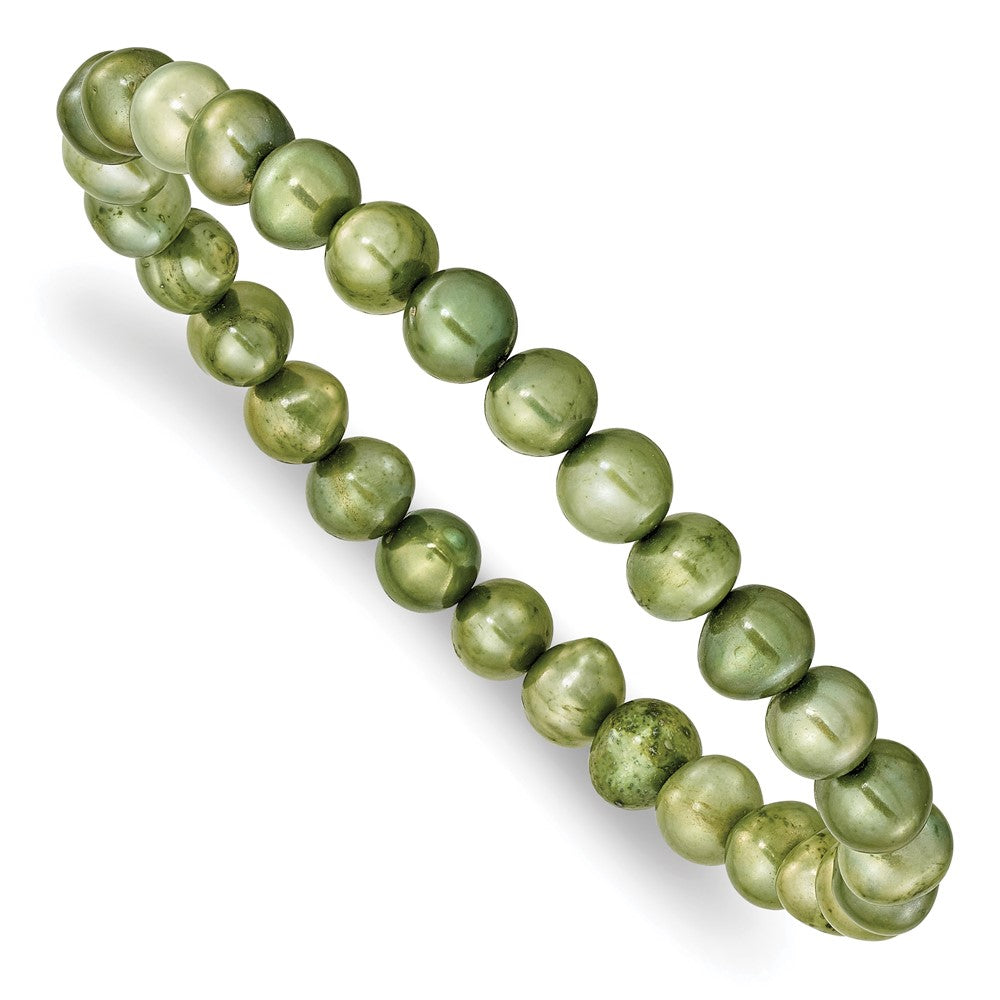 6-7mm Grn/Gry/Wht/Blck/Brwn Semi-round FWC Pearl Stretch Bracelet 5 pc Set