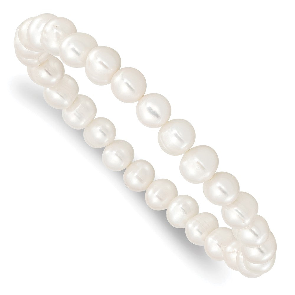 6-7mm Grn/Gry/Wht/Blck/Brwn Semi-round FWC Pearl Stretch Bracelet 5 pc Set