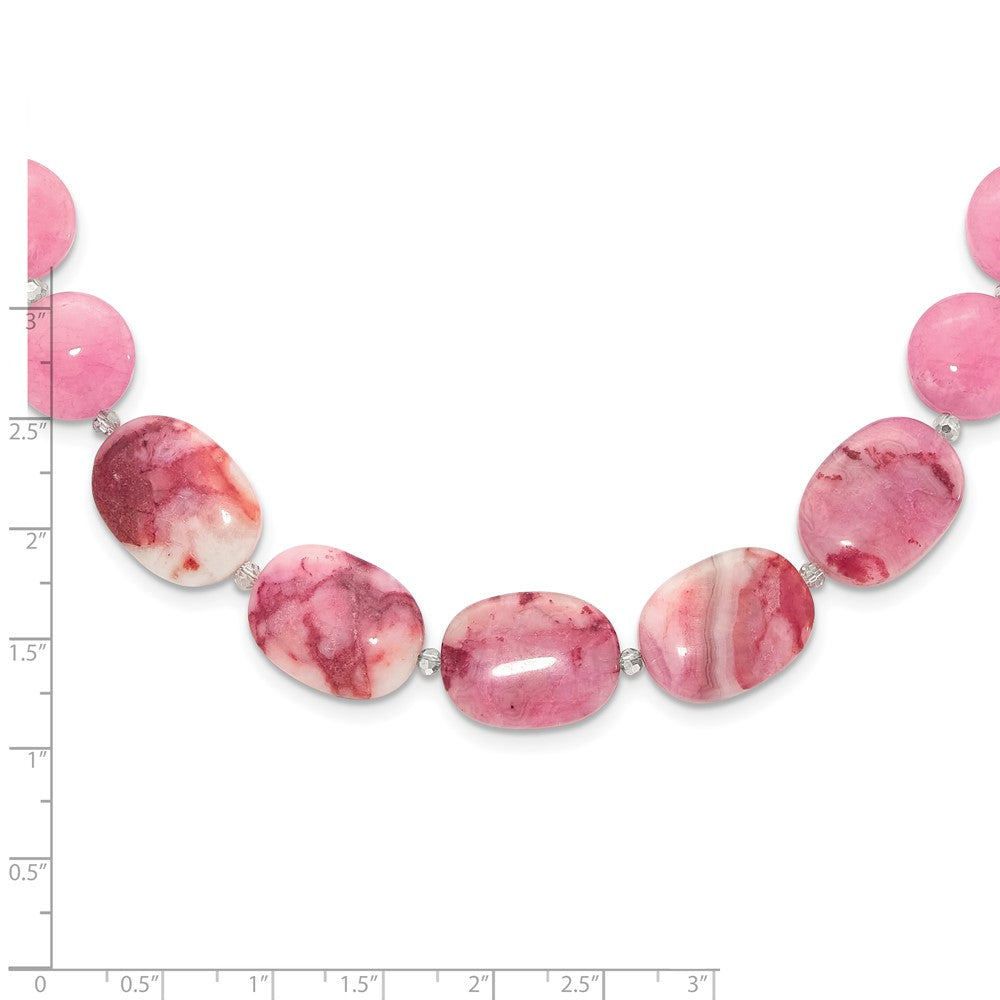 Sterling Silver Pink Agate/PinkJade/Rose Quartz/Crystal Necklace