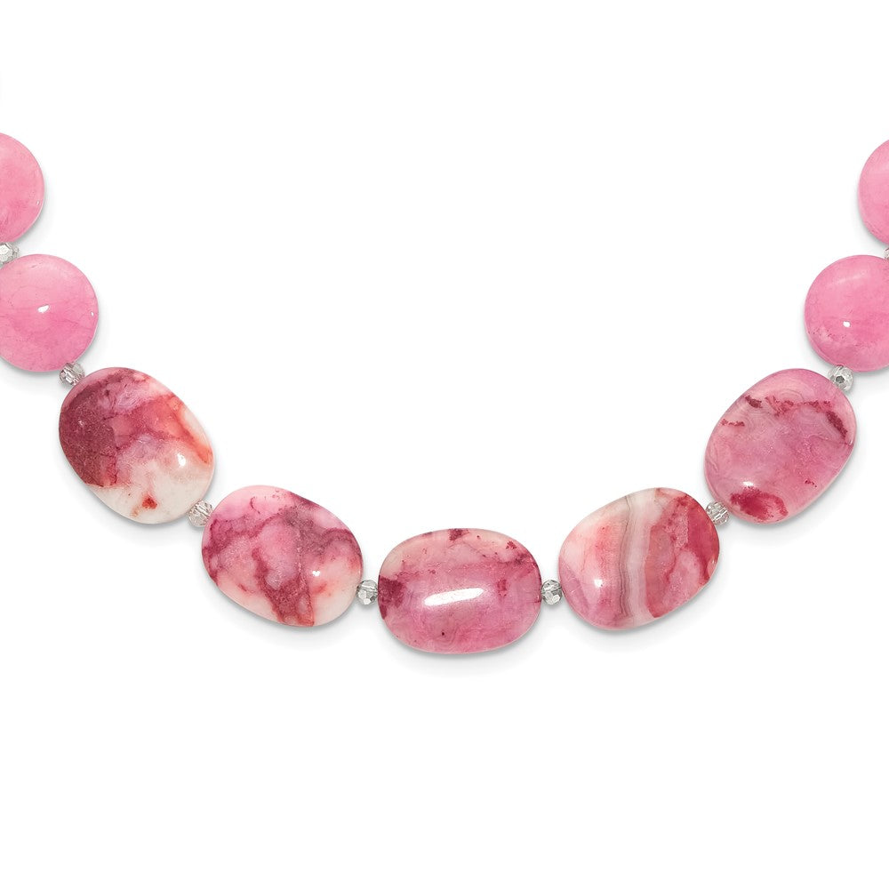 Sterling Silver Pink Agate/PinkJade/Rose Quartz/Crystal Necklace