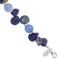Sterling Silver Agate, Lapis and Sodalite w/1in ext Bracelet