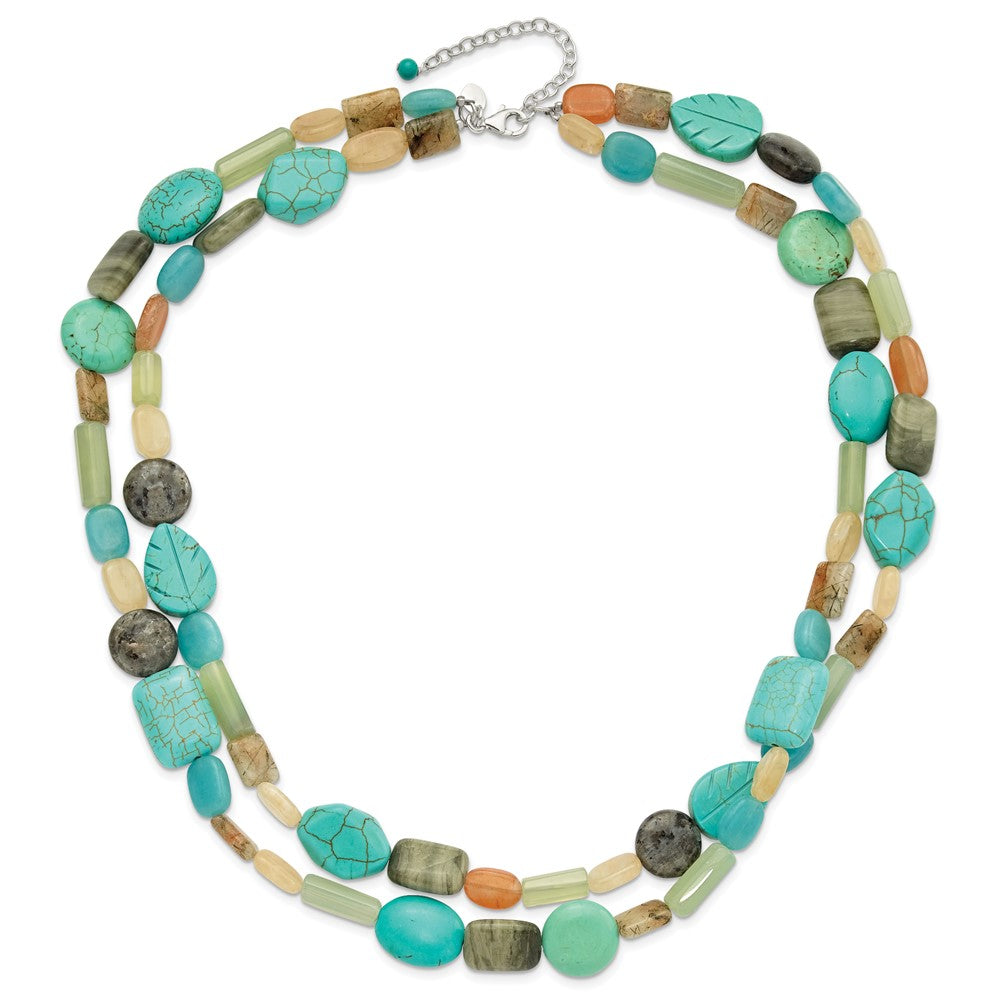 Sterling Silver Multi Stone 2-Strand w/ ext Bracelet