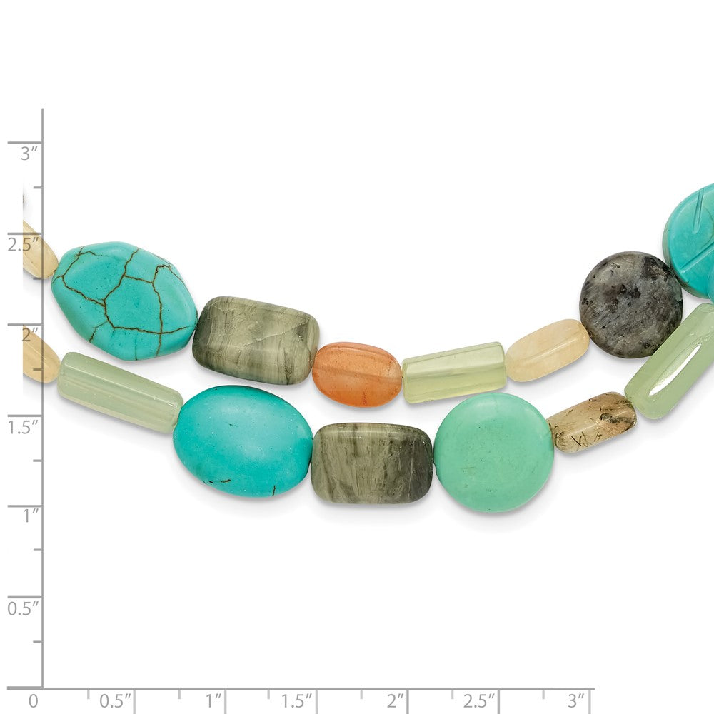 Sterling Silver Multi Stone 2-Strand w/ ext Bracelet
